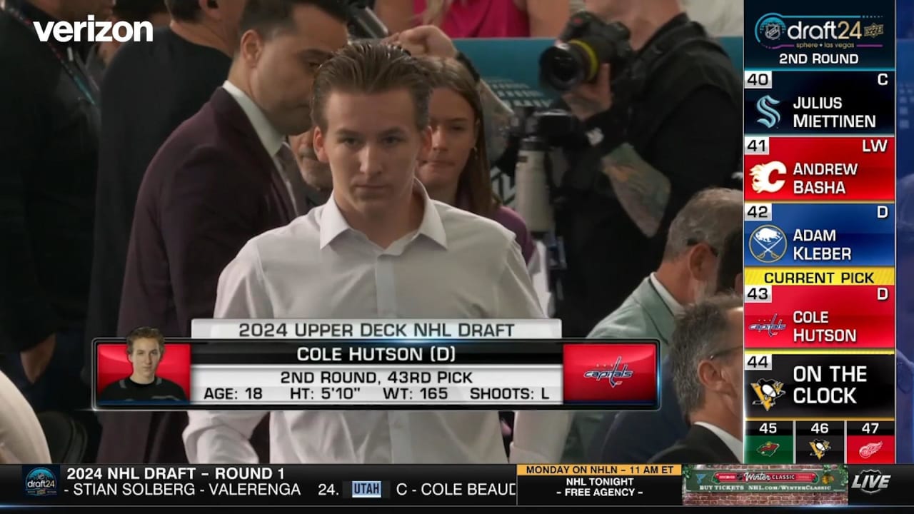 Capitals Select Cole Hutson | Washington Capitals