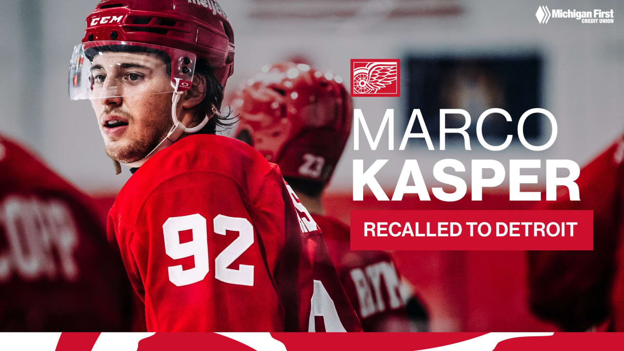 Red Wings recall Marco Kasper from Grand Rapids under emergency ...