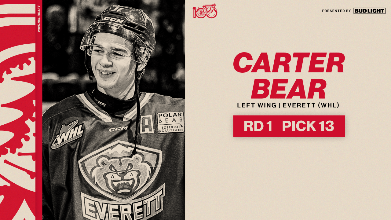 Red Wings select forward Carter Bear 13th overall in 2025 NHL Draft  | Detroit Red Wings