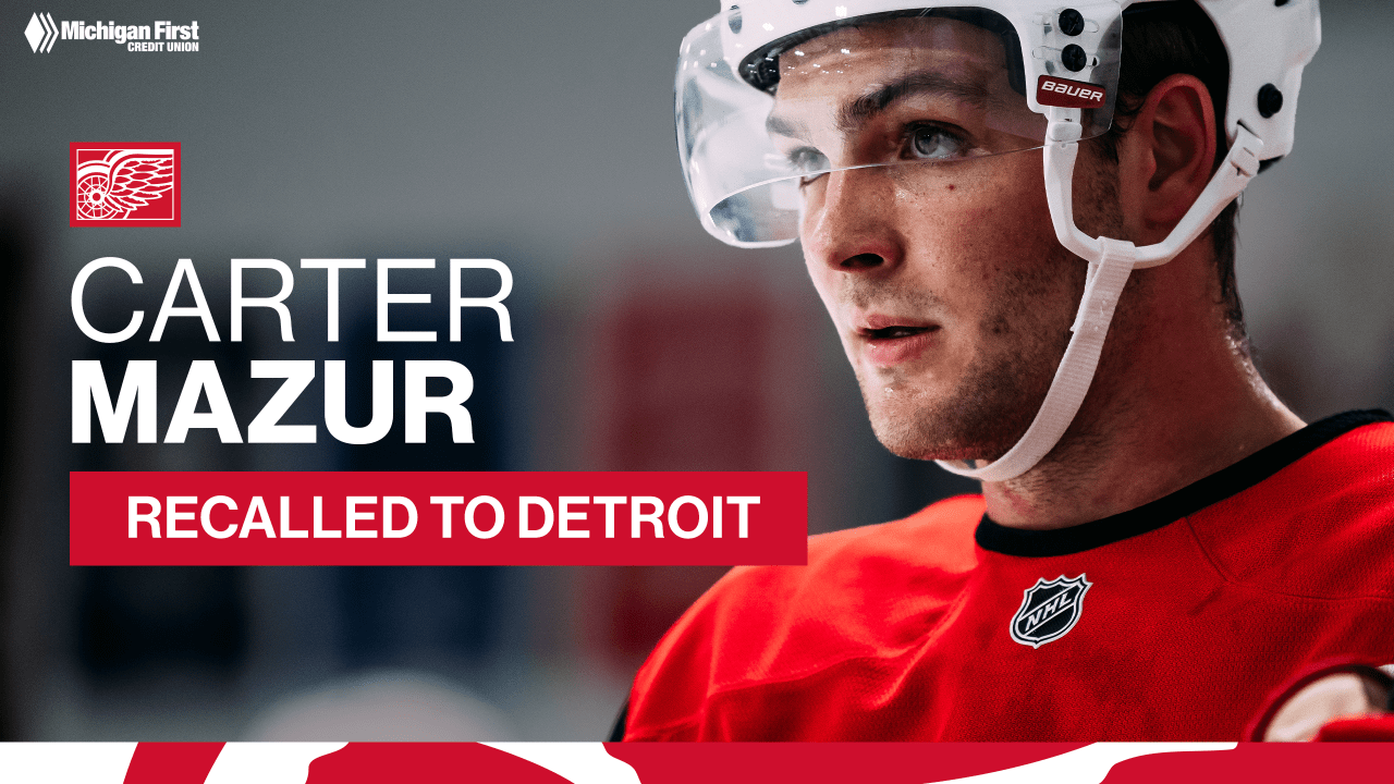 Red Wings recall Carter Mazur from Grand Rapids | Detroit Red Wings