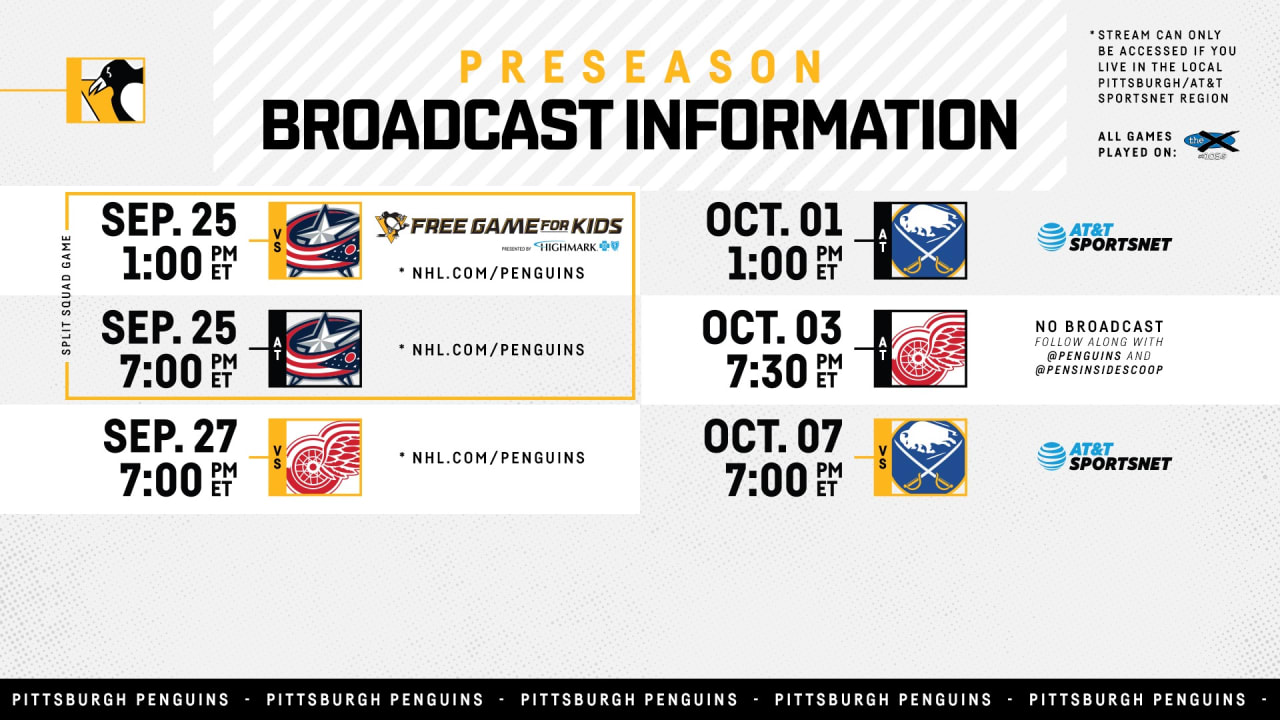 Penguins Announce 2022 Free Game For Kids, Preseason Broadcast Schedule Pittsburgh Penguins