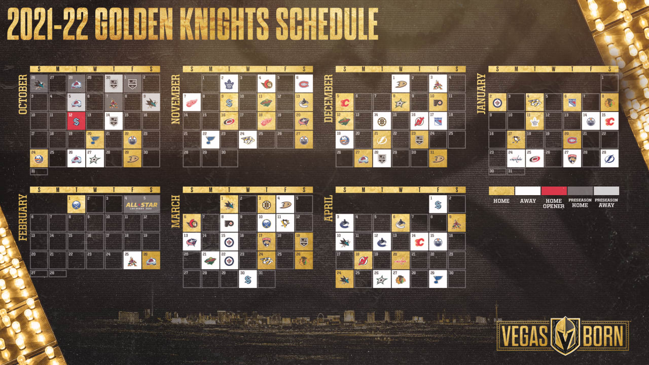 NHL Announces Golden Knights 2021 22 Regular Season Schedule Vegas 