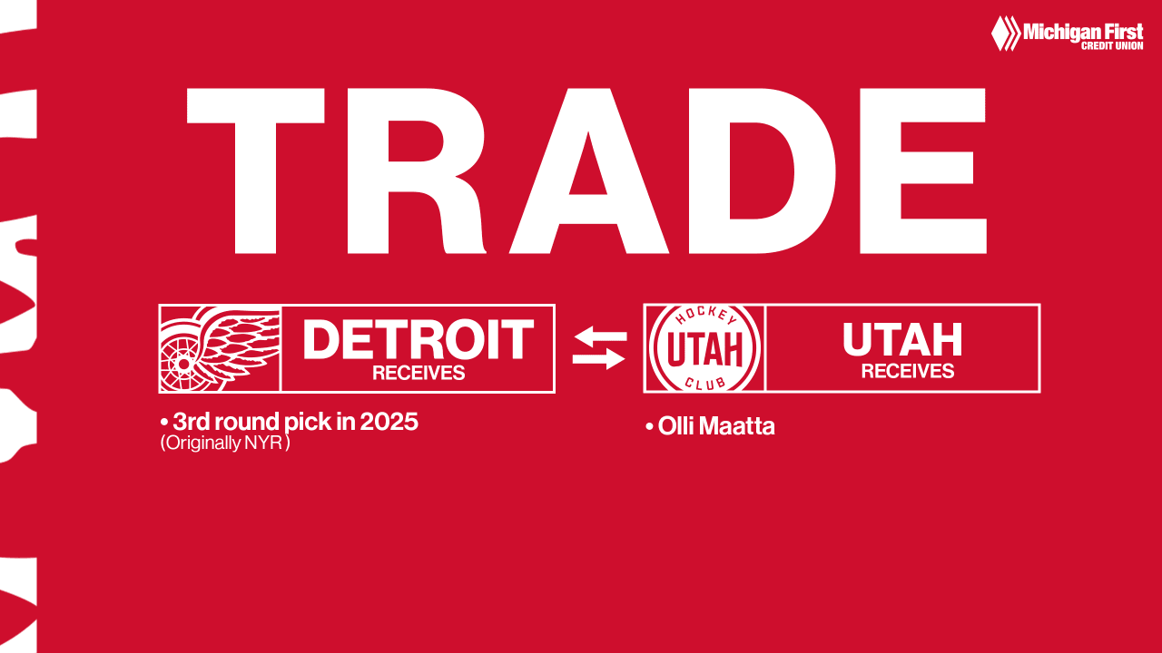 The Red Wings received the third-round pick in the 2025 NHL Entry Draft from the Utah Hockey Club in exchange for Olli Määttä