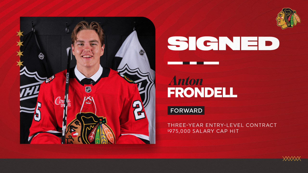 RELEASE: Blackhawks Sign Anton Frondell to Three-Year, Entry-level Contract