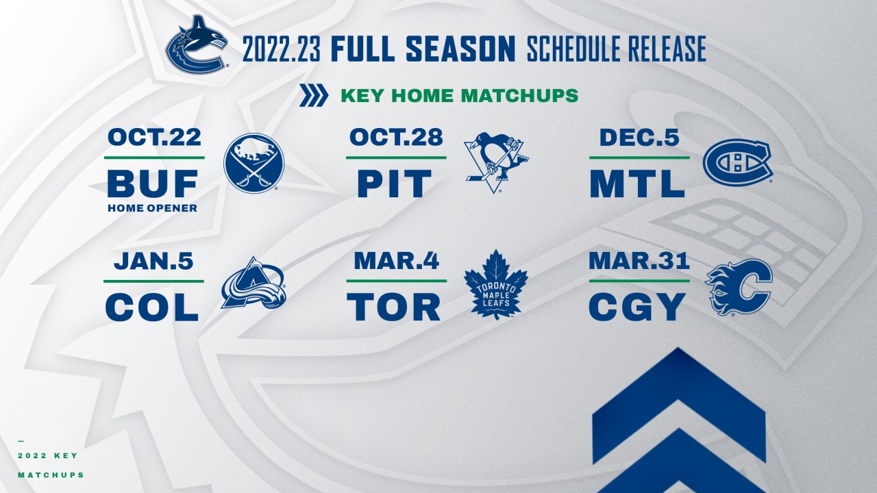 Canucks Announce 2022.23 Regular Season Schedule Vancouver Canucks