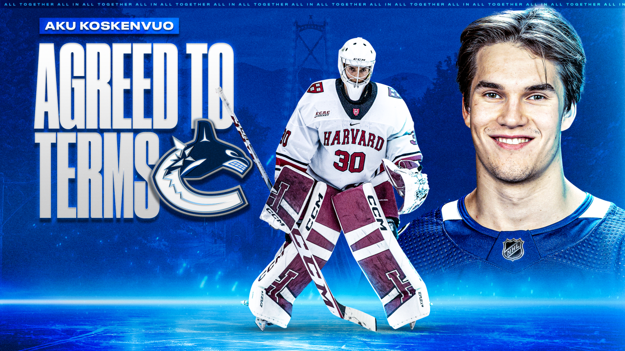 CANUCKS AGREE TO TERMS WITH GOALTENDER AKU KOSKENVUO ON TWO-YEAR, ENTRY-LEVEL CONTRACT | Vancouver Canucks