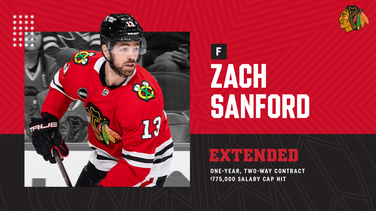 RELEASE: Blackhawks Sign Zach Sanford to One-Year, Two-Way Contract ...