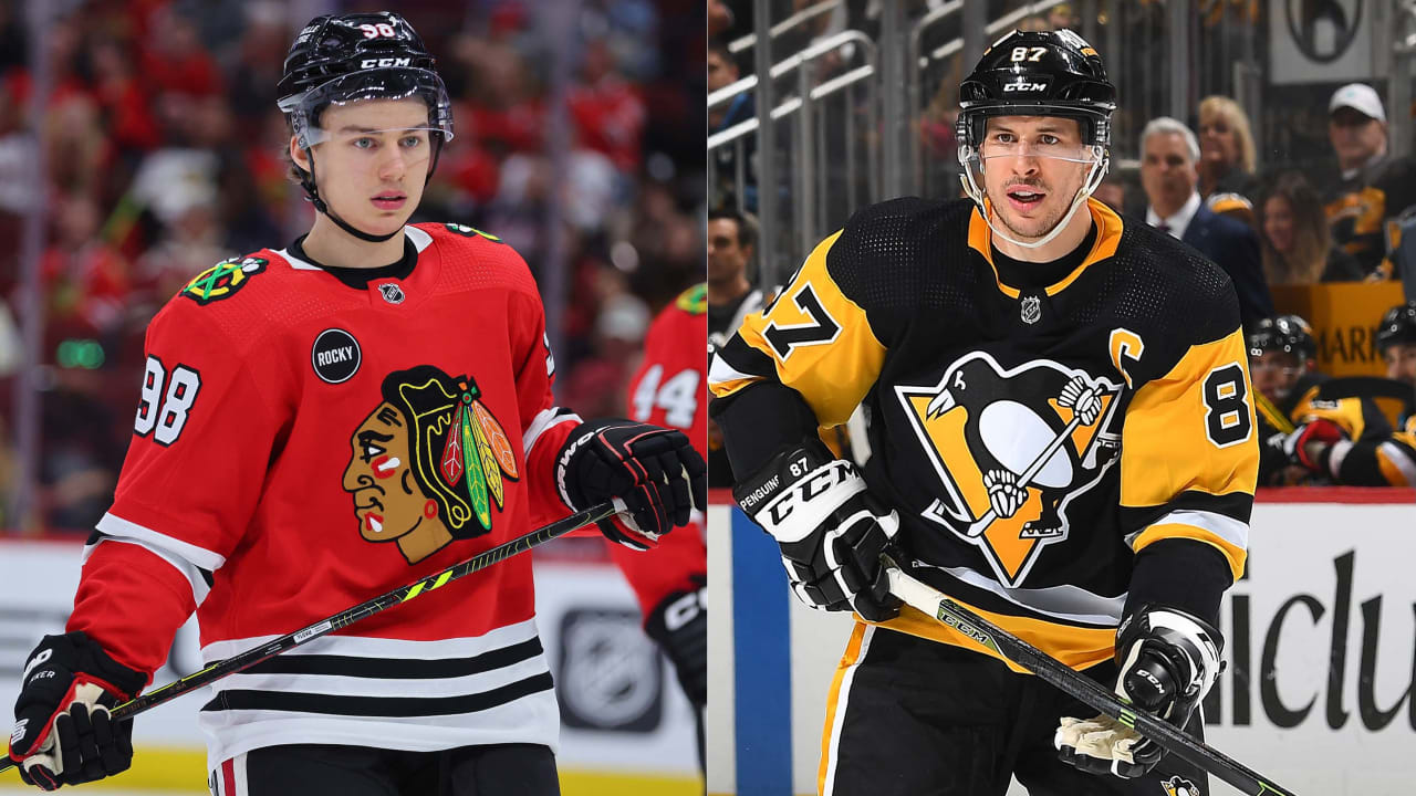 Bedard maakte zijn debuut voor de Blackhawks tegen Crosby’s jeugdheld, de Penguins