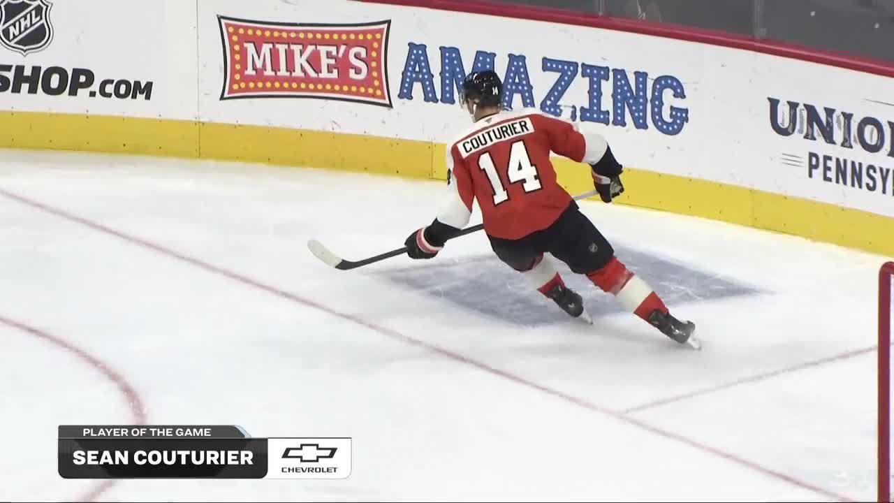 Couturier tallies empty net goal for hat trick
