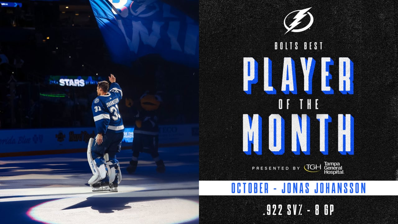 Bolts Best Player of the Month Jonas Johansson Tampa Bay Lightning