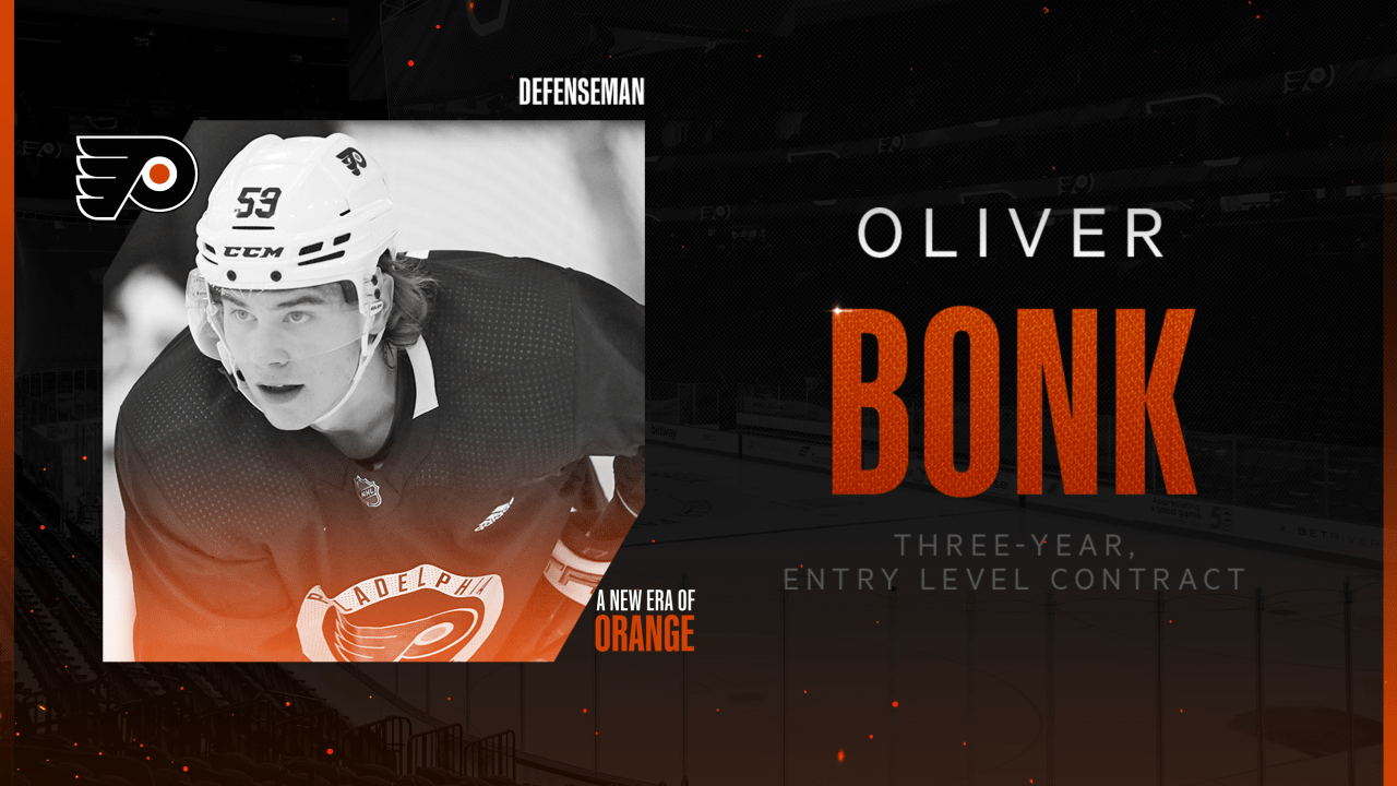 Flyers sign defenseman Oliver Bonk to a threeyear, entrylevel