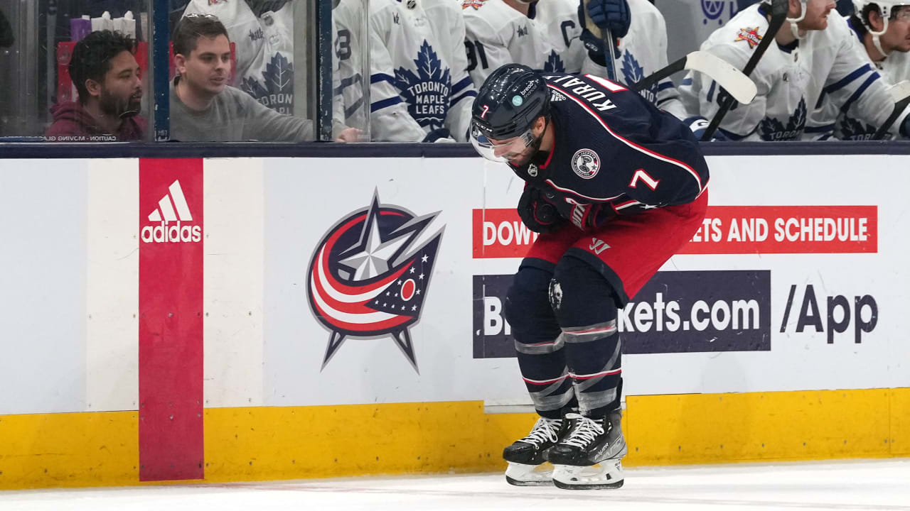 The Blue Jackets’ Coraly has a medical scare after suffering an abdominal injury