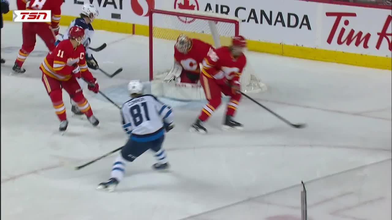 Sean Monahan With A Hat Trick Vs. Calgary Flames | Winnipeg Jets