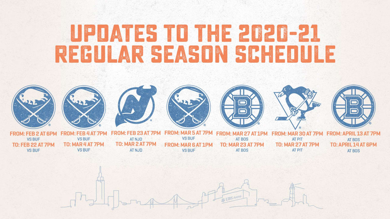 NHL Announces Updates to the 202021 Regular Season Schedule New York