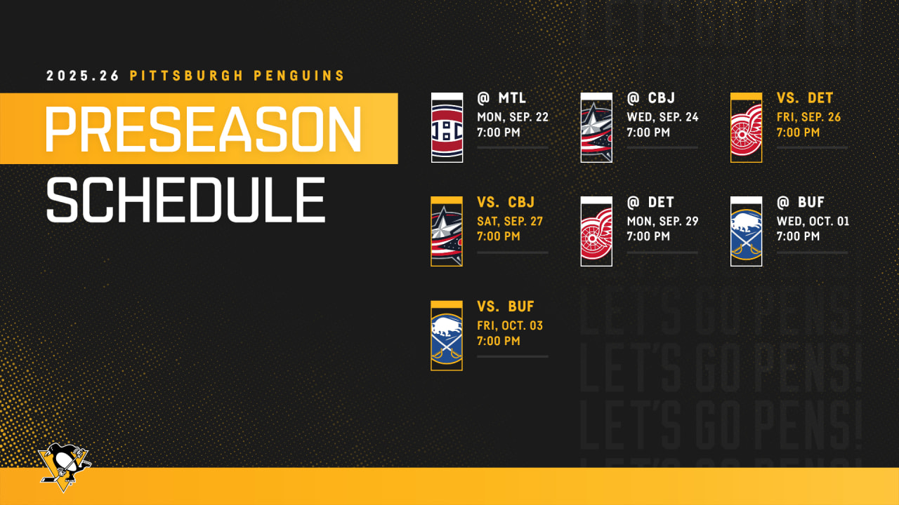 Penguins Announce 2025-26 Pre-Season Schedule | Pittsburgh Penguins