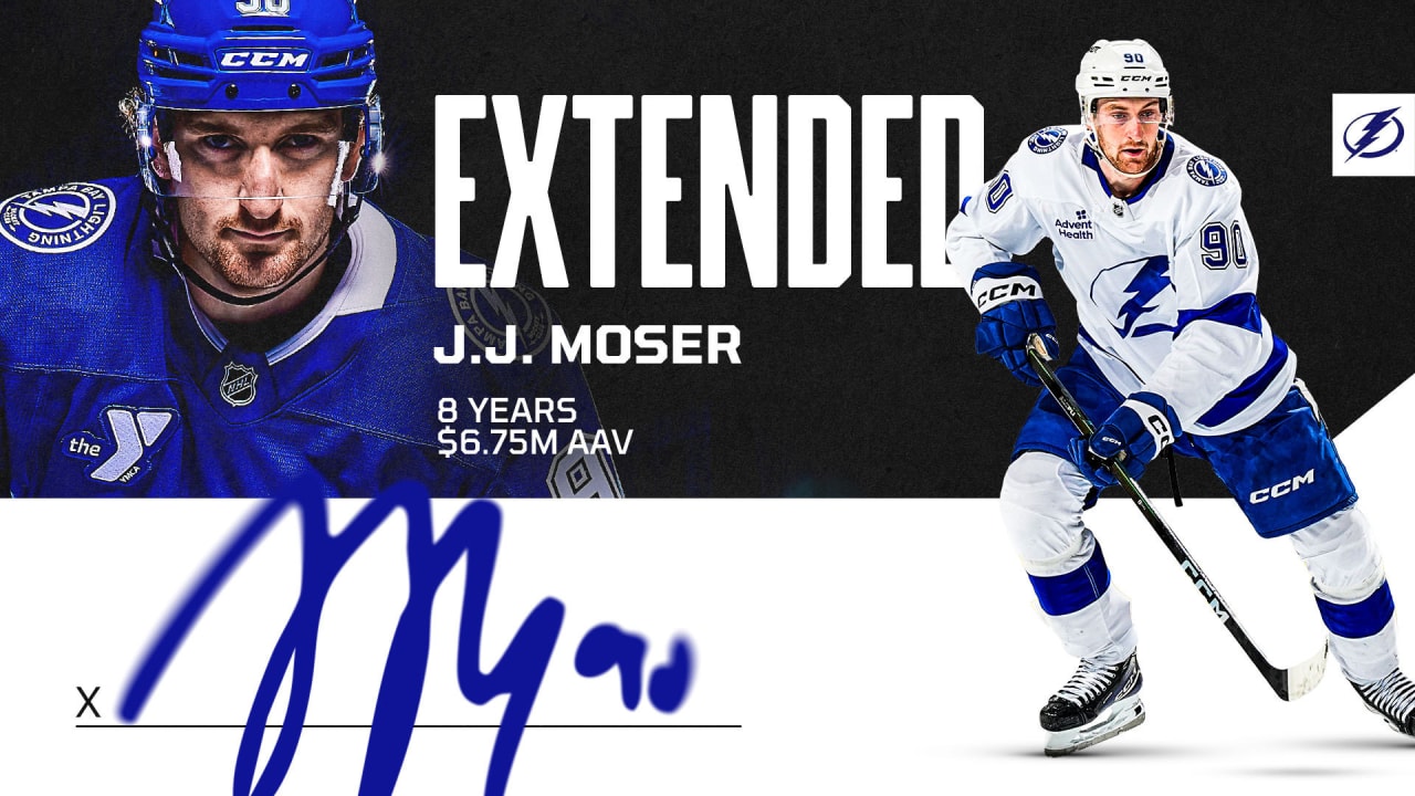 Lightning sign defenseman J.J. Moser to an eight-year contract extension | Tampa Bay Lightning