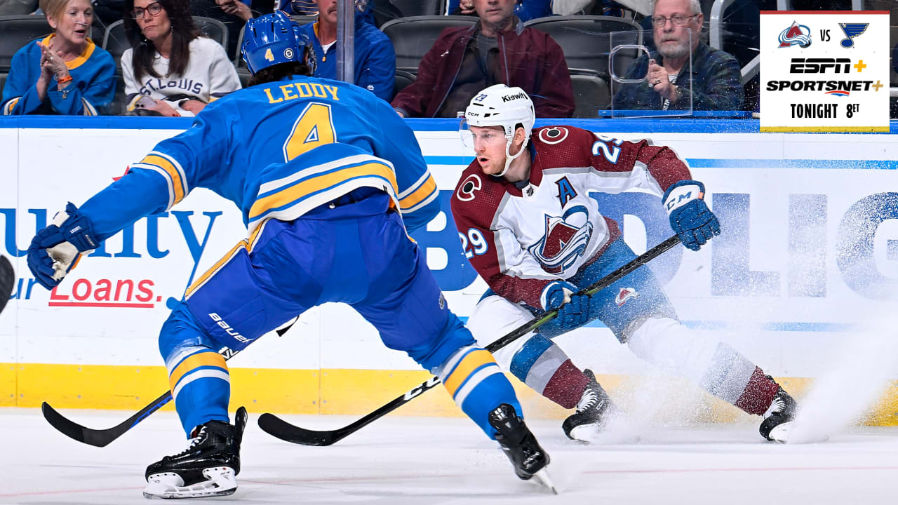 NHL On Tap: MacKinnon seeks point in 20th straight game for Avalanche at Blues - NHL.com