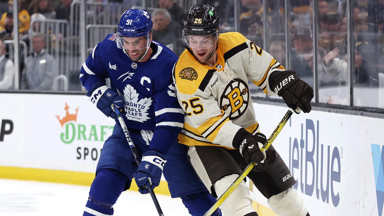 Boston Bruins facing off against Toronto Maple Leafs in a thrilling game in 2025