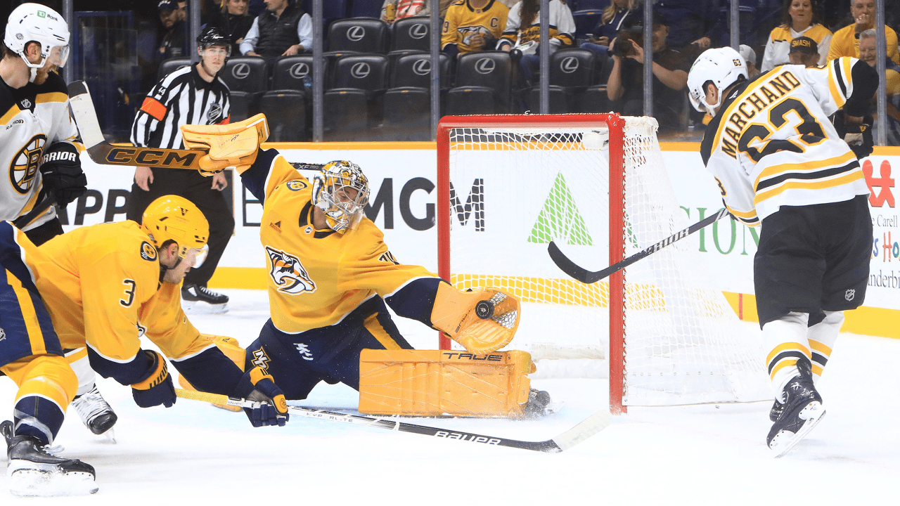 Saros made 33 saves and the Predators eliminated the Bruins and secured their first win of the season