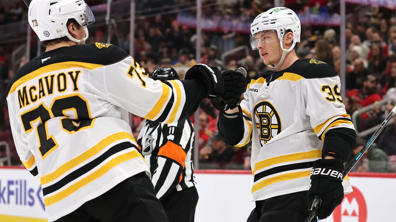 Marchand, Geekie Each Score Twice for Bruins in Win Against Blackhawks