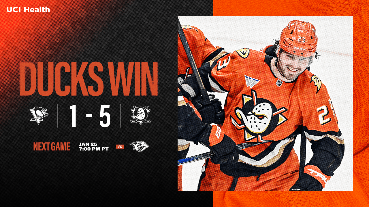 Recap: Gibson, McTavish Guide Ducks to 5-1 Win over Pens | Anaheim Ducks