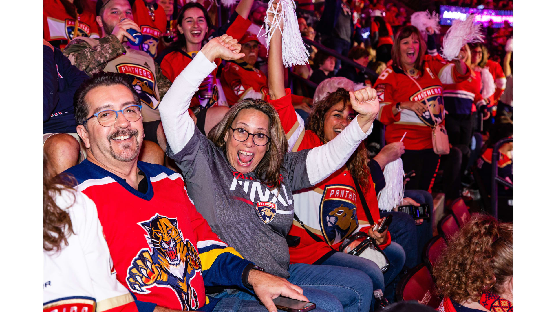 Party Panthers celebrate with fans