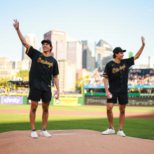Pittsburgh Penguins Ruck twins throw out 1st pitch at Pirates game