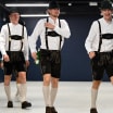 Buffalo Sabres wear lederhosen for arrival at Global Challenge game