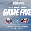 Islanders-Hurricanes Game 5 Set For April 30 at 7:30 PM