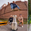 Aleksander Barkov skateboard trick day with Cup