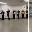 San Jose Sharks serenaded by mariachi band during pregame soccer 
