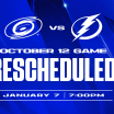 Tampa Bay Lightning game versus Carolina Hurricanes rescheduled to January 7