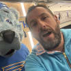 Adam Sandler St Louis Blues mascot selfie