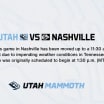 Utah Mammoth Game Against Nashville Predators Moved to 12:30 P.M. Local Start | RELEASE 1.23.26