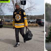 New England Patriots wear Boston Bruins jerseys before centennial game