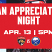 Florida Panthers to Host Fan Appreciation Night on Saturday, April 13