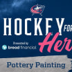 blue jackets hockey for her returns pottery painting