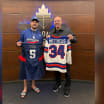 Auston Matthews swaps Olympic jerseys with Jason Kidd