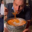 Roberto Luongo eats pasta out of Stanley Cup 