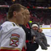 Tkachuk brothers pregame photo with Brady newborn son