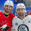 Beniers loses bet to Eberle, wears Canada jersey to Kraken practice