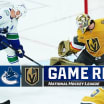 Vancouver Canucks Vegas Golden Knights game recap April 2