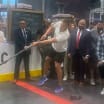 Rob Gronkowski shows hockey NHL skills at Fanatics Fan Fest NYC