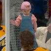 David Pastrnaks daughter cries during warmups