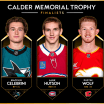 Calder Trophy finalists Sharks Macklin Celebrini, Canadiens Lane Hutson, Flames Dustin Wolf