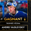 Le trophée Vézina est remis à Andrei Vasilevskiy du Lightning