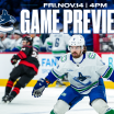 Canucks Begin Southeast Road Trip with Friday Night Game Against Hurricanes