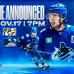 Start Time for Vancouver Canucks Game on November 17 Changed to 7:00pm PT