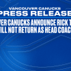 Vancouver Canucks Announce Rick Tocchet Will Not Return as Head Coach
