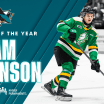 Defenseman Sam Dickinson Named 2024–25 Sharks Prospect of the Year, Presented by Kaiser Permanente